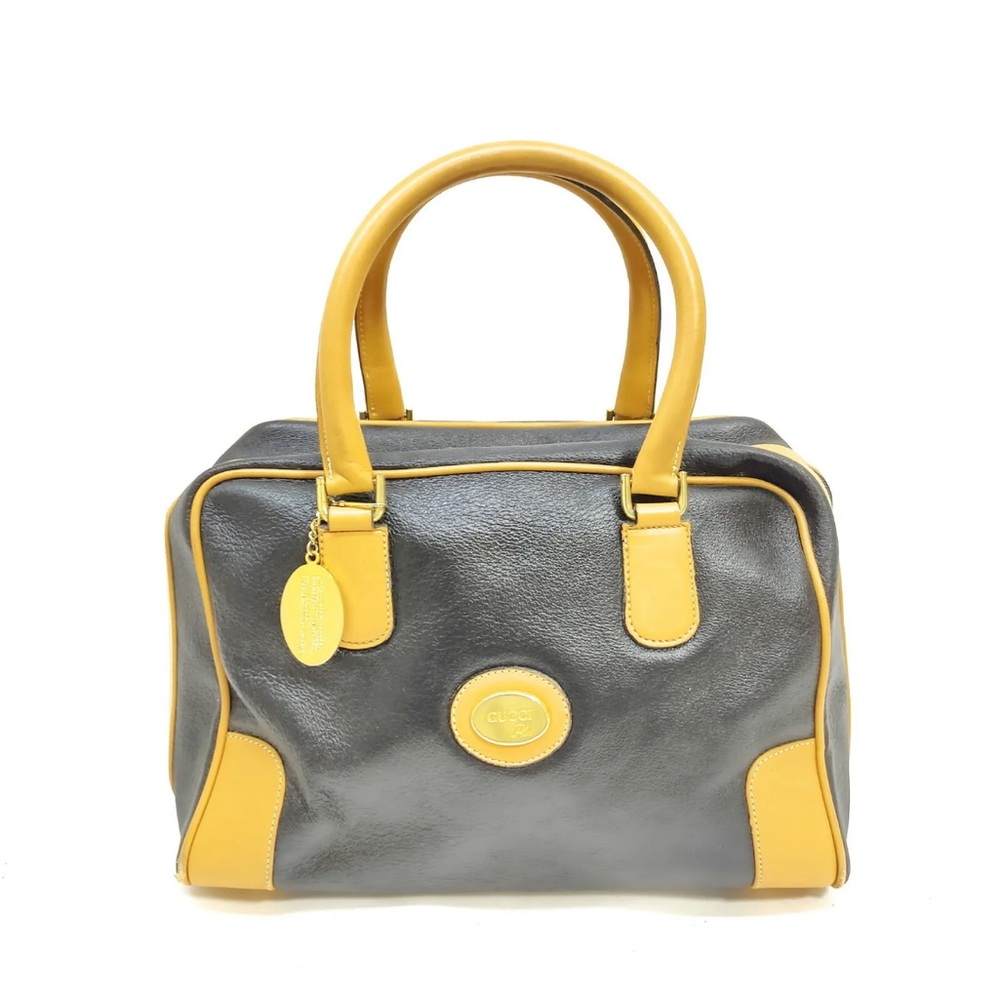 GUCCI PLUS Hand Bag  Black Leather